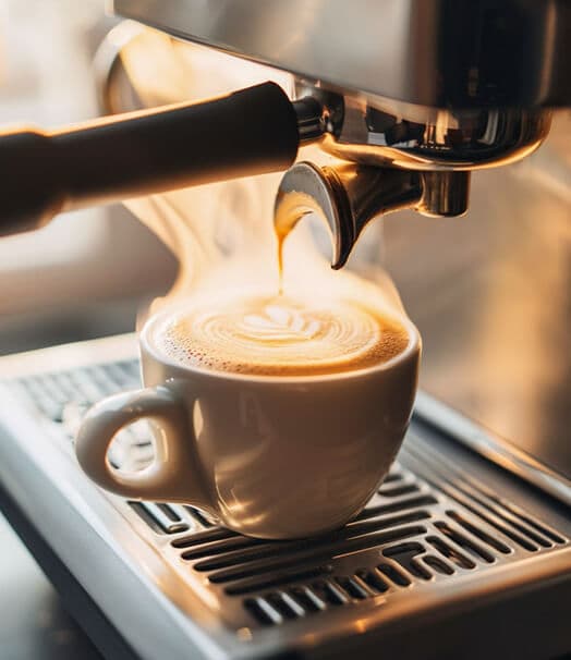 A coffee machiene creating coffee