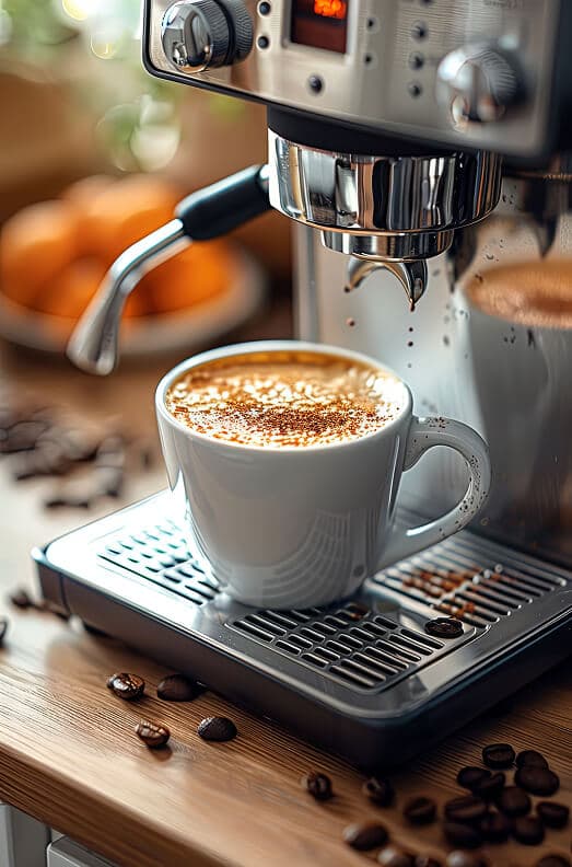 A coffee machine creating coffee
